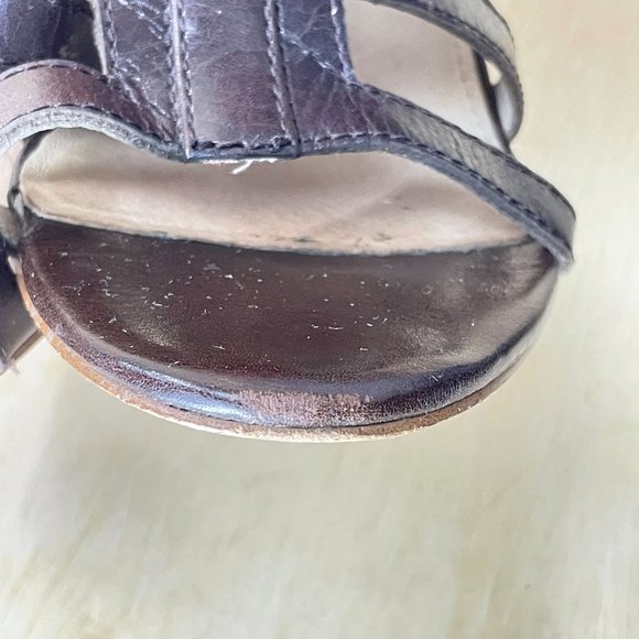 LOUISE ET CIE OPIO Sz 38/8 Brown Leather Tweed Wedges Multi-strap Sandals - Picture 12 of 12